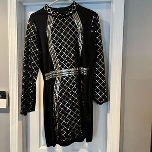 Black and Gold mini Sequins dress